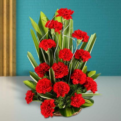 Red Carnation With Basket