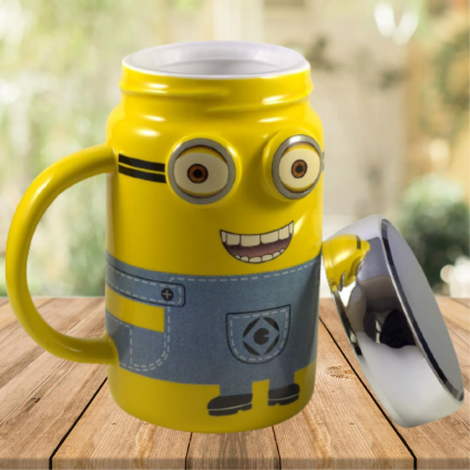 3D Minions with Mirror Lid Ceramic Coffee Mug