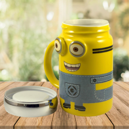 3D Minions with Mirror Lid Ceramic Coffee Mug