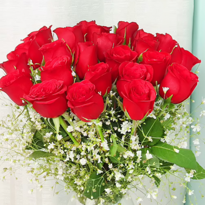 20 Red Roses with Vase