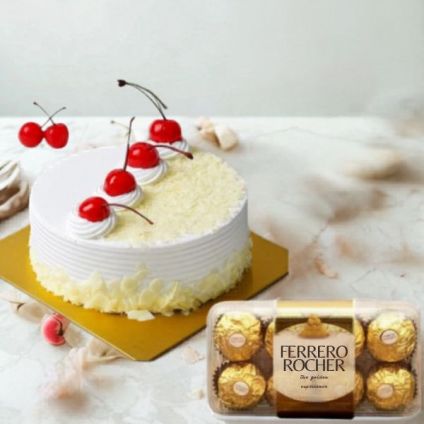 White forest cake with Rocher