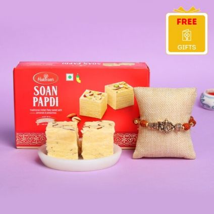 Single Rakhi With Soan Papdi