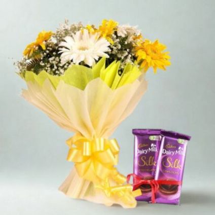 Mixed Gerbera With Silk