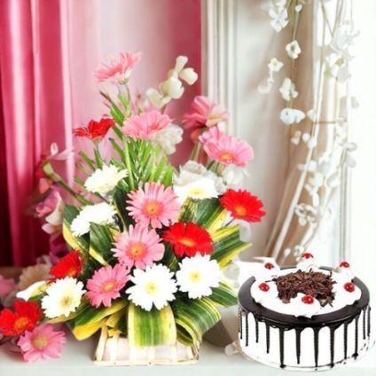 Mixed Gerbera with Basket