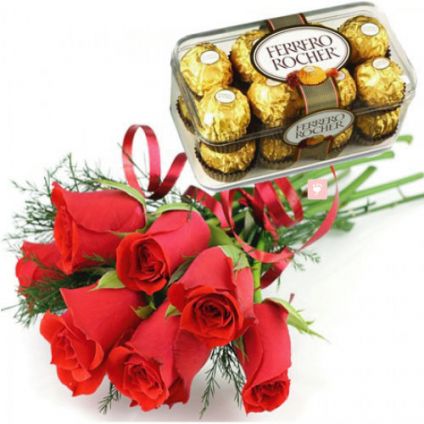Red Rose with Ferrero Rocher
