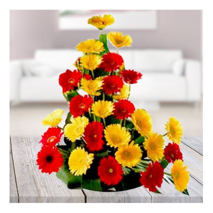 Mixed gerbera with Basket