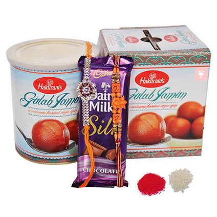 2 Rakhi, Chocolates and Haldiram Gulab Jamun