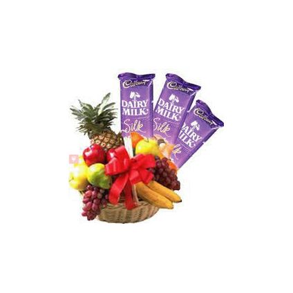 3 Kg Fruits with 3 Dairy Milk Silk