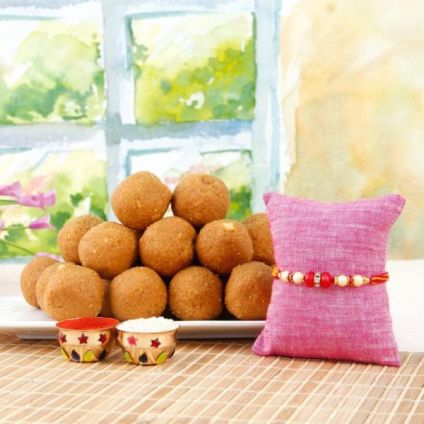 Single Rakhi With Besan Laddu