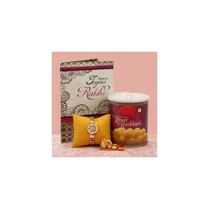 Rakhi greeting card and sweets