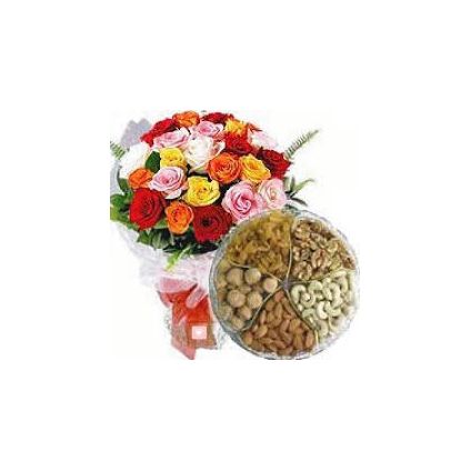 Mixed Roses With mixed Dry Fruits