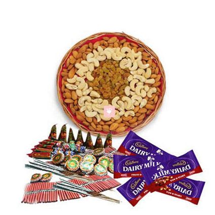 500 gm mixed dry fruits. 4 pcs dairy milk chocolates with Crackers