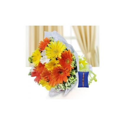 Mixed Gerbera With Rakhi