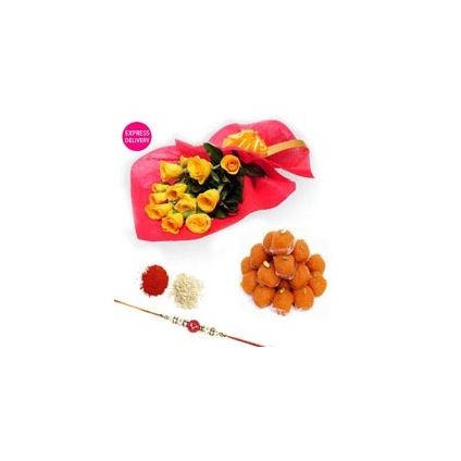 Bunch of 12 Yellow Roses,rakhi