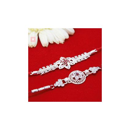 Silver Stone Studded Rakhis