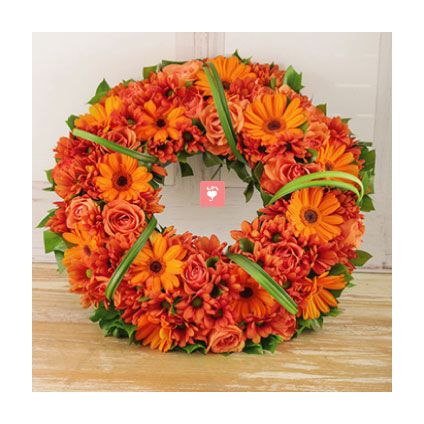 Orange Roses and Gerberas Wreath!