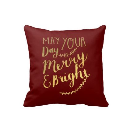 Elegant Golden Christmas burgundy chic Throw Pillow