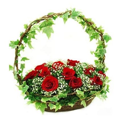 Red Roses with basket