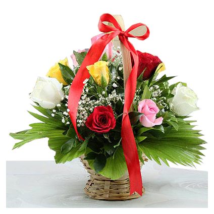 Basket of Mixed Roses