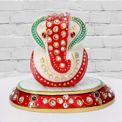 Marble Ganesha On A Chowki