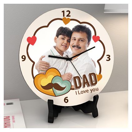 Dad I Love You Personalized Round Wooden Clock