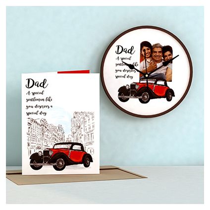 Special Day for Dad Personalized Clock and Card Combo