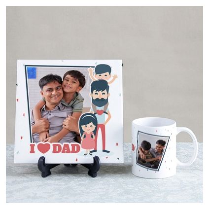 I Love Dad Personalized Tile & Mug