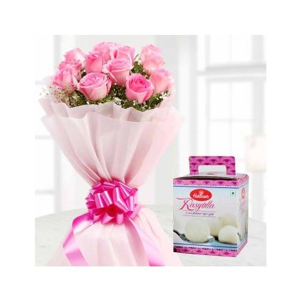 Rasgulla and Bunch of Pink Rose