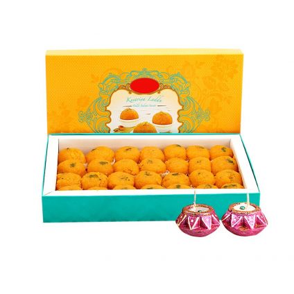 Moti Choor Laddoo with Diyas