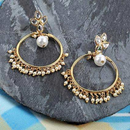 stone-studded drop earrings