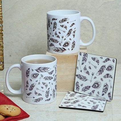 White Duo Mugs N Coasters