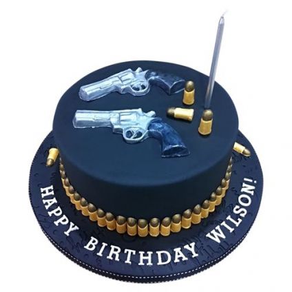 Gun birthday cake