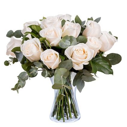 Bunch of 12 white roses