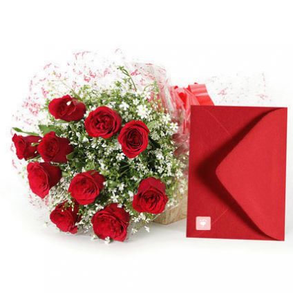Roses With Greeting Card