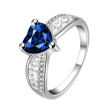 Blue Heart Beauty Silver Ring