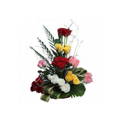 Mixed Roses Arrangements in basket