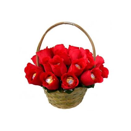 Basket of ferrero rocher bouquet