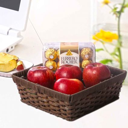 Apple with chocolates