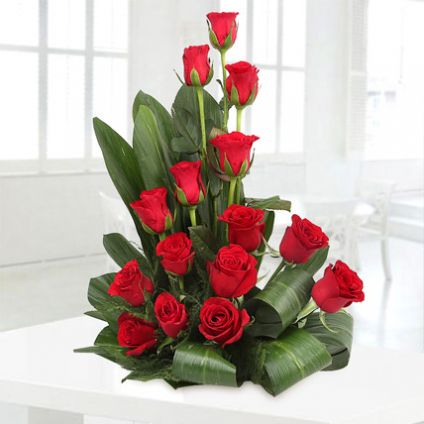 Basket of 18 Red Roses