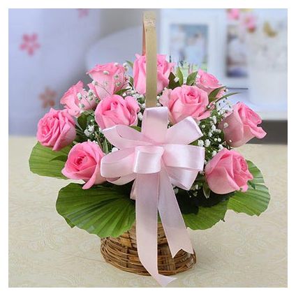 Pink Roses In basket