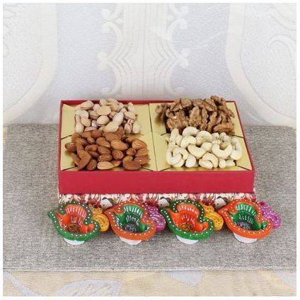 Mixed Dry Fruits With Diyas