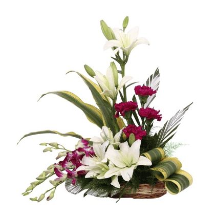 Lilies with Orchids Arrangement