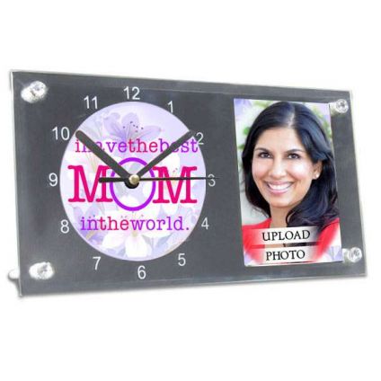 Glass Photoframe With Clock For Mother