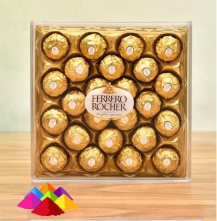 24 Pcs Ferraro Rocher with 4 shade Holi Gulal