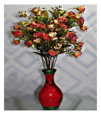 Artificial roses with vase