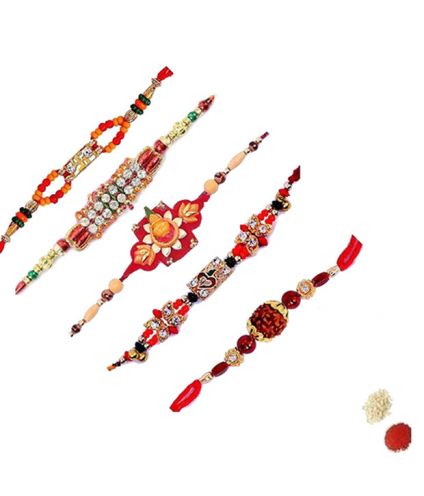 Set of 5 designer Rakhi