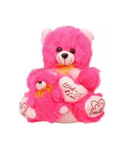18 inch Pink Teddy bear with Little baby and little heart