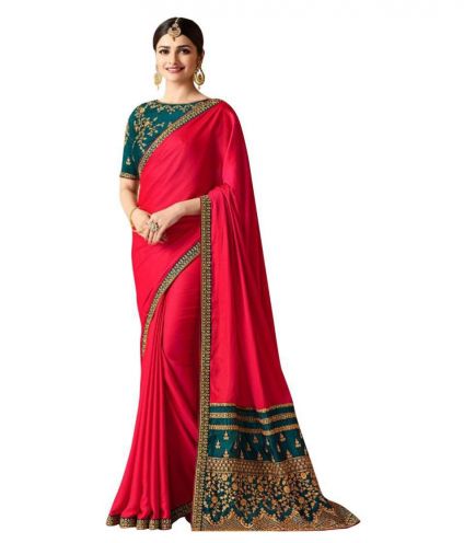 Bigben Red and Green Silk Saree