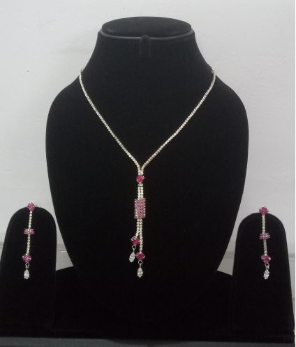 Crystal Necklace Drop Earrings Jewelry Set