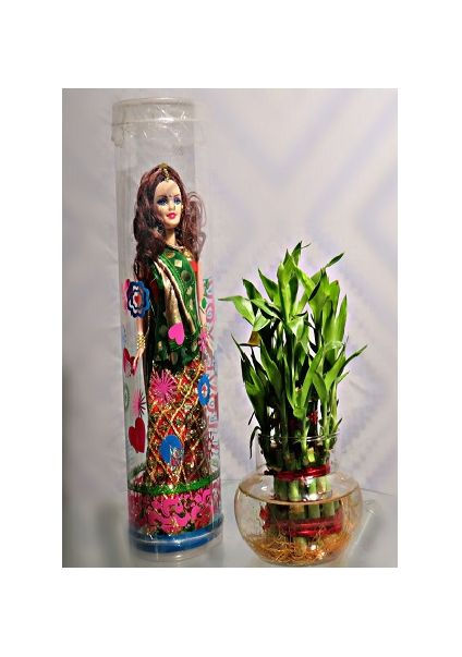 Lucky bamboo with doll